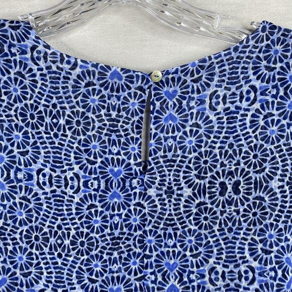 Fever Blouse Womens XL Blue Geometric Sleeveless Asymmetrical Layered Colorful - Picture 9 of 9